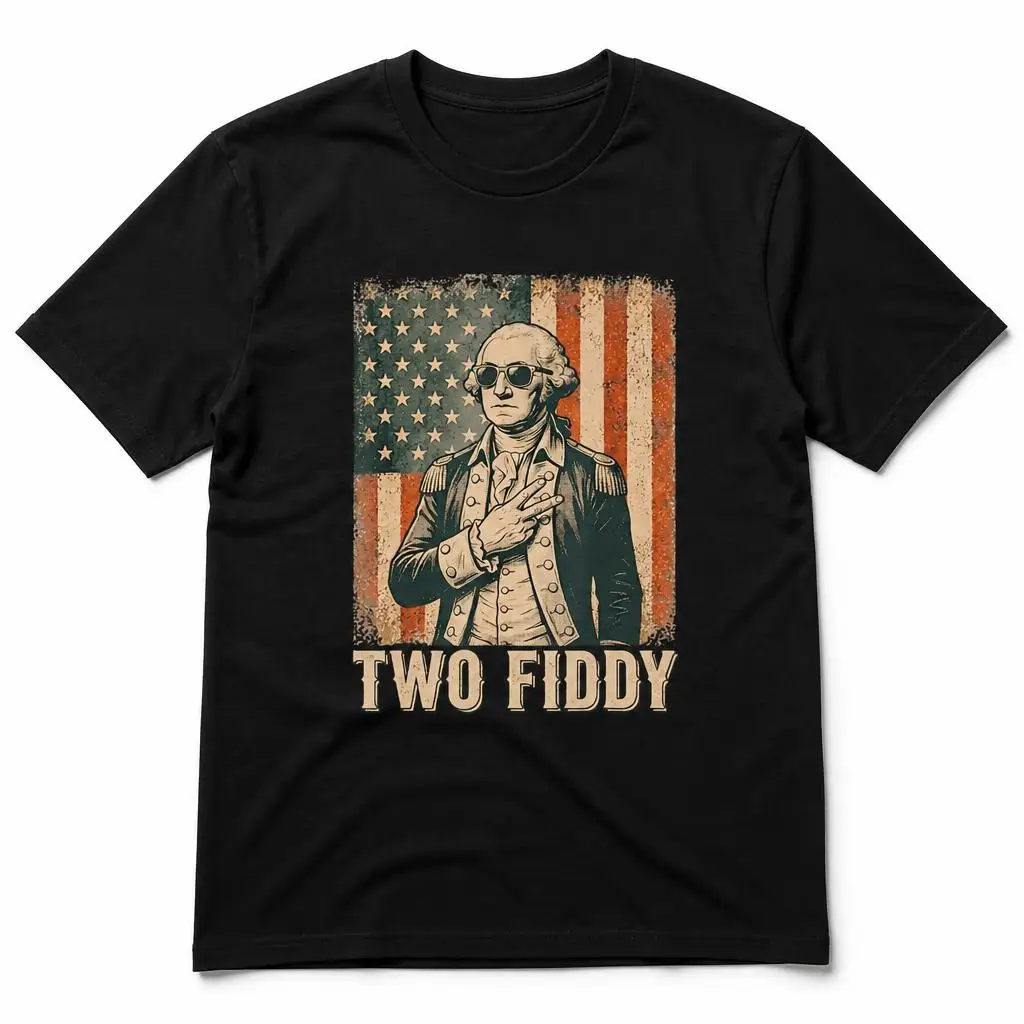 George Washington Two Fiddy 250 Anniversary Funny July 4th T Shirts Casual Tees Short Sleeve Round Collar T-Shirt Cotton Tops