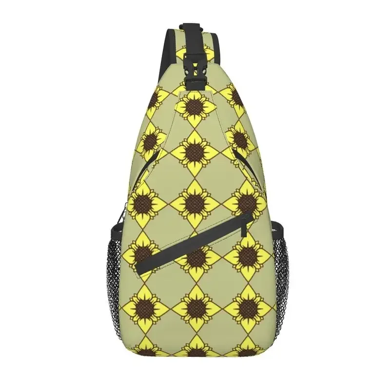 

Cool Sunflower Cottagecore Nostalgic Pattern Sling Crossbody Backpack Men Flower Shoulder Chest Bag for Traveling
