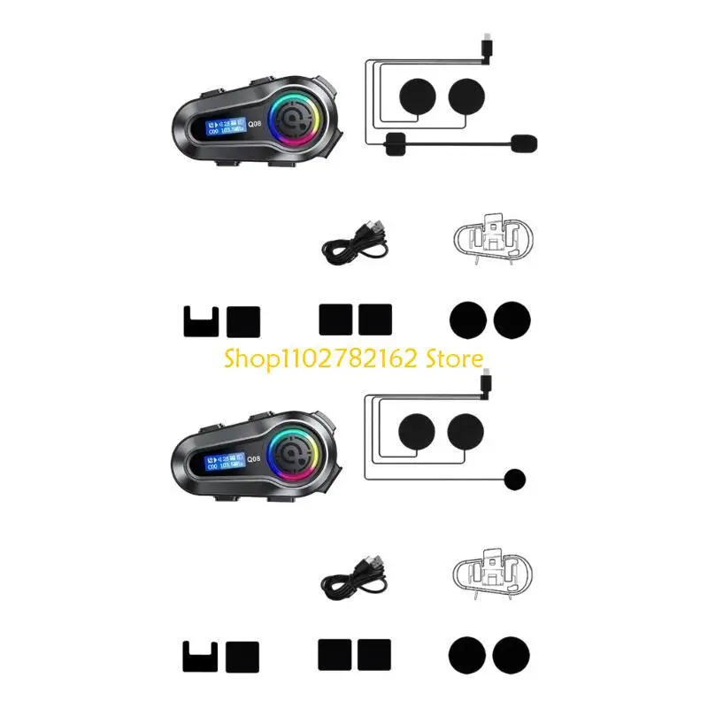 

547B Motorcycle Headset Riding Intercom Helmet Headphone Noise Reduction LCD Display