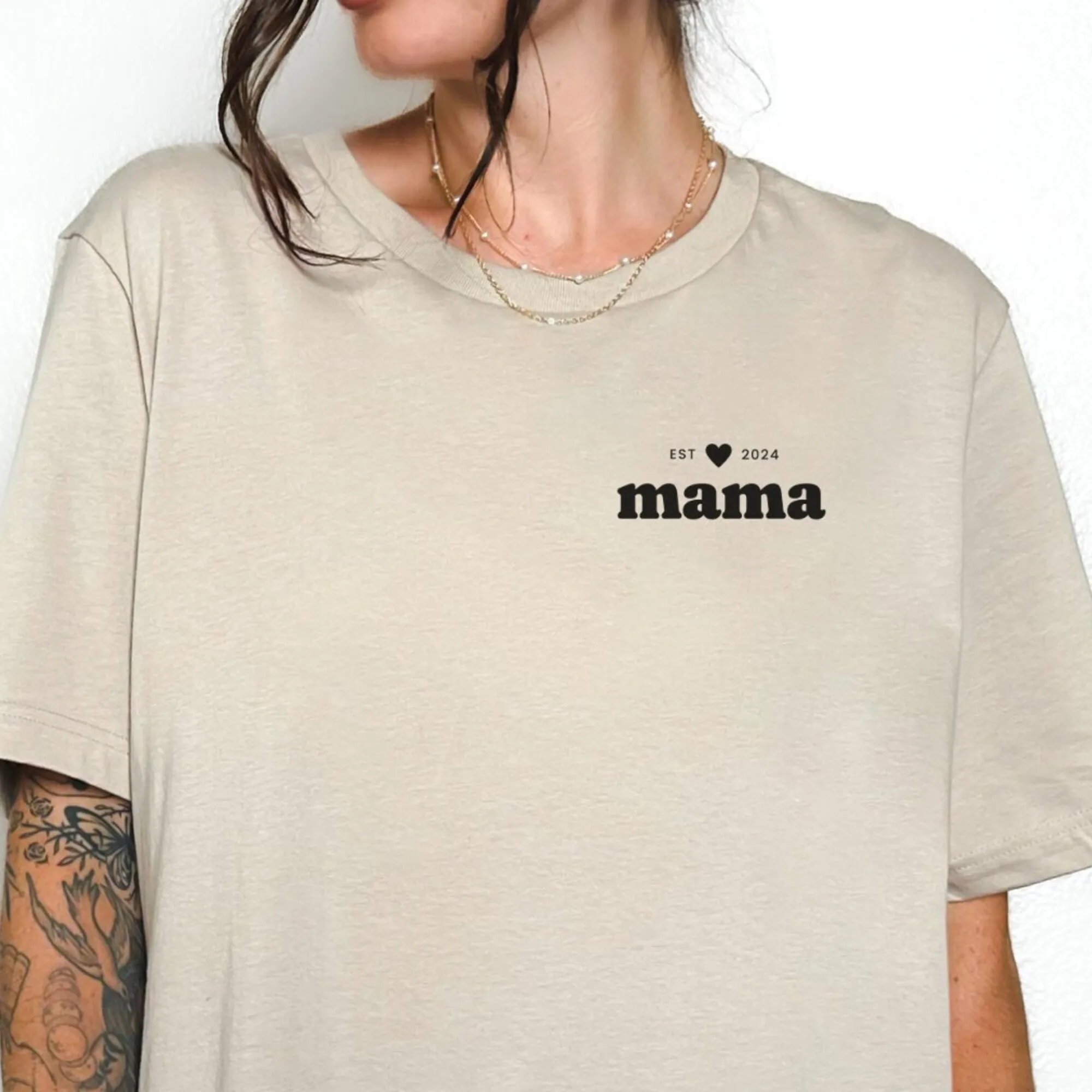 Tan Mama Est 2024 T Shirt Mother'S Day Gift Mom Life New Baby Shower