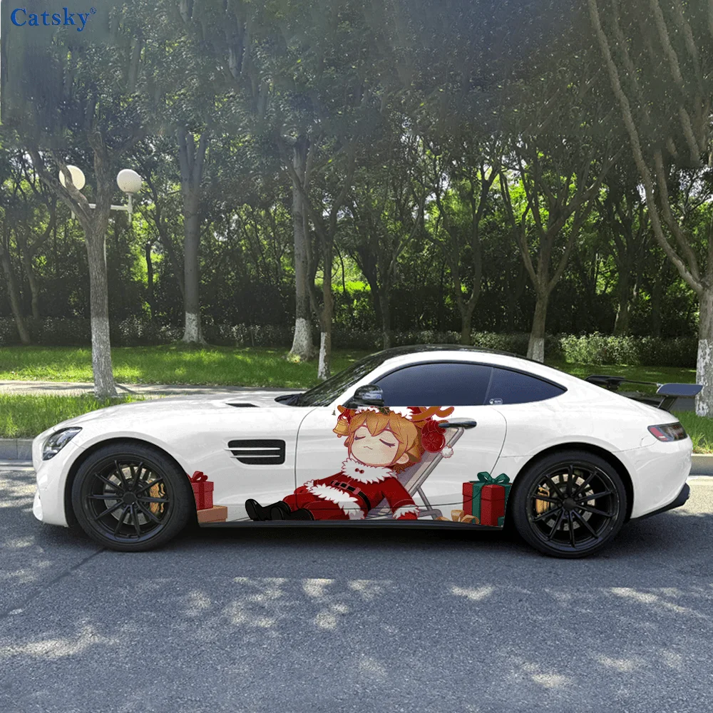 

Рождественский олень лежачие подарки автомобильные виниловые наклейки самоклеящаяся наклейка из ПВХ подходит для грузовиков внедорожник Декор автоаксессуары подарок