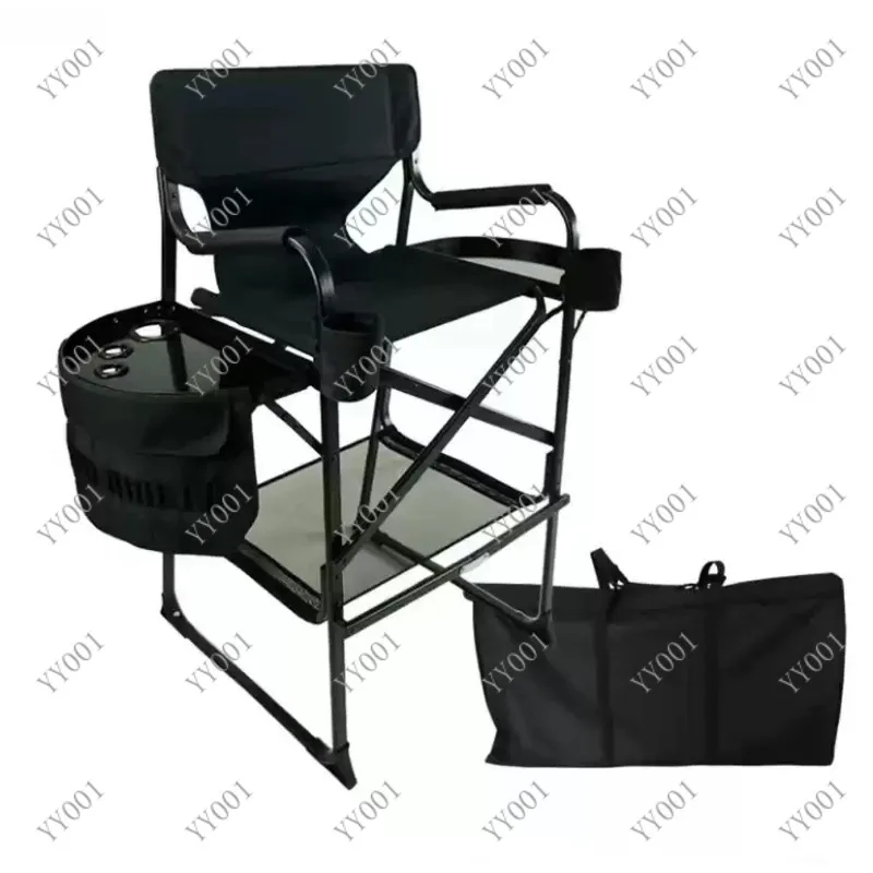 

Portable Aluminum Alloy Folding Director Chair Tall Black Makeup Chair for Outdoor Camping
