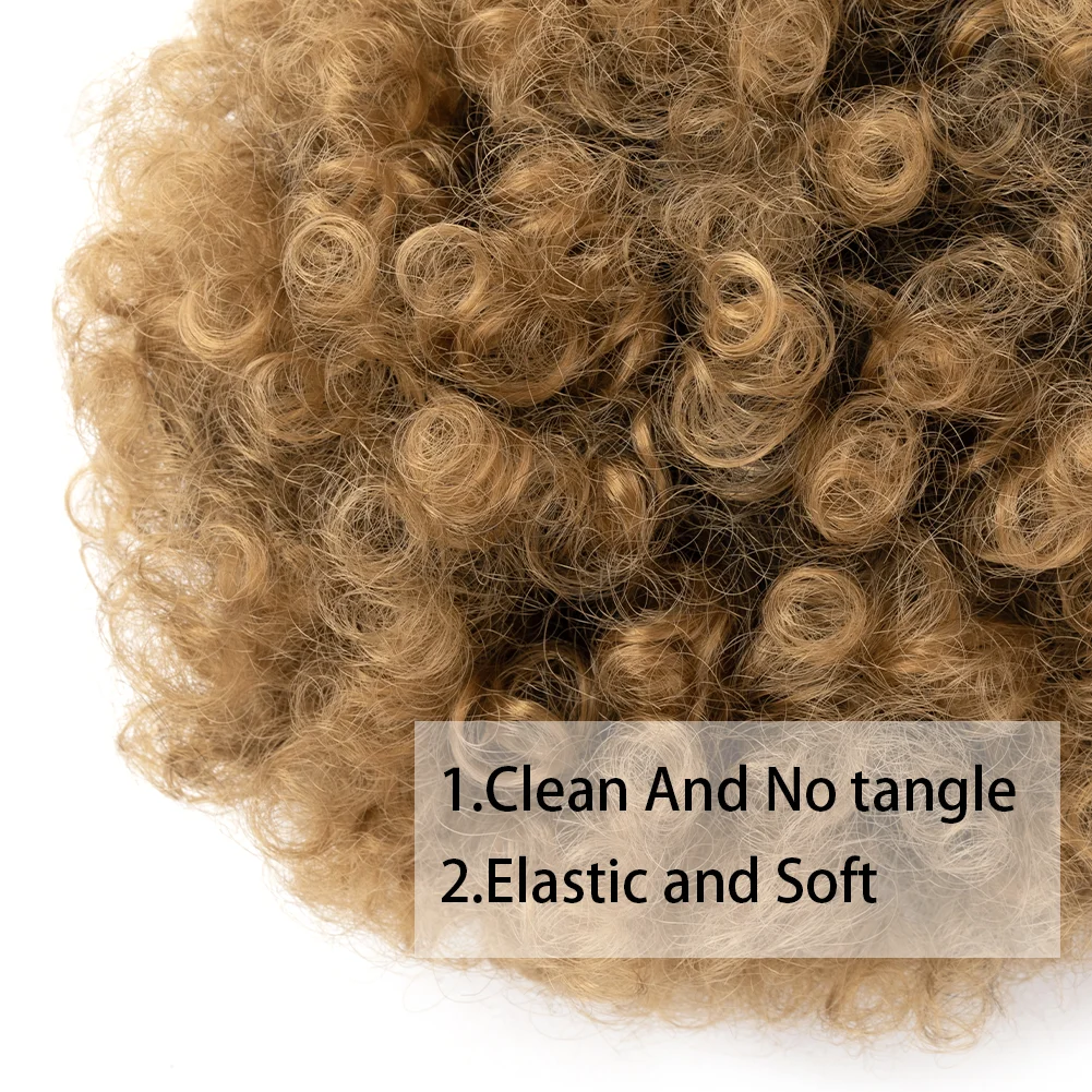 Afro Puff Drawstring Ponytail Extension Short Afro Kinky Curly Hair Bun Ponytail Extension Synthetic Hair Pieces for Black Women