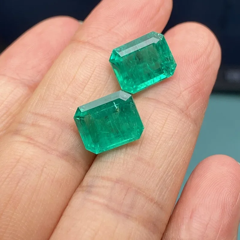 Pirmiana Top Quality Handmade Lab Grown Emeralds 9x11mm Emerald Cut  Colombian Vivid Green Loose Gemstone