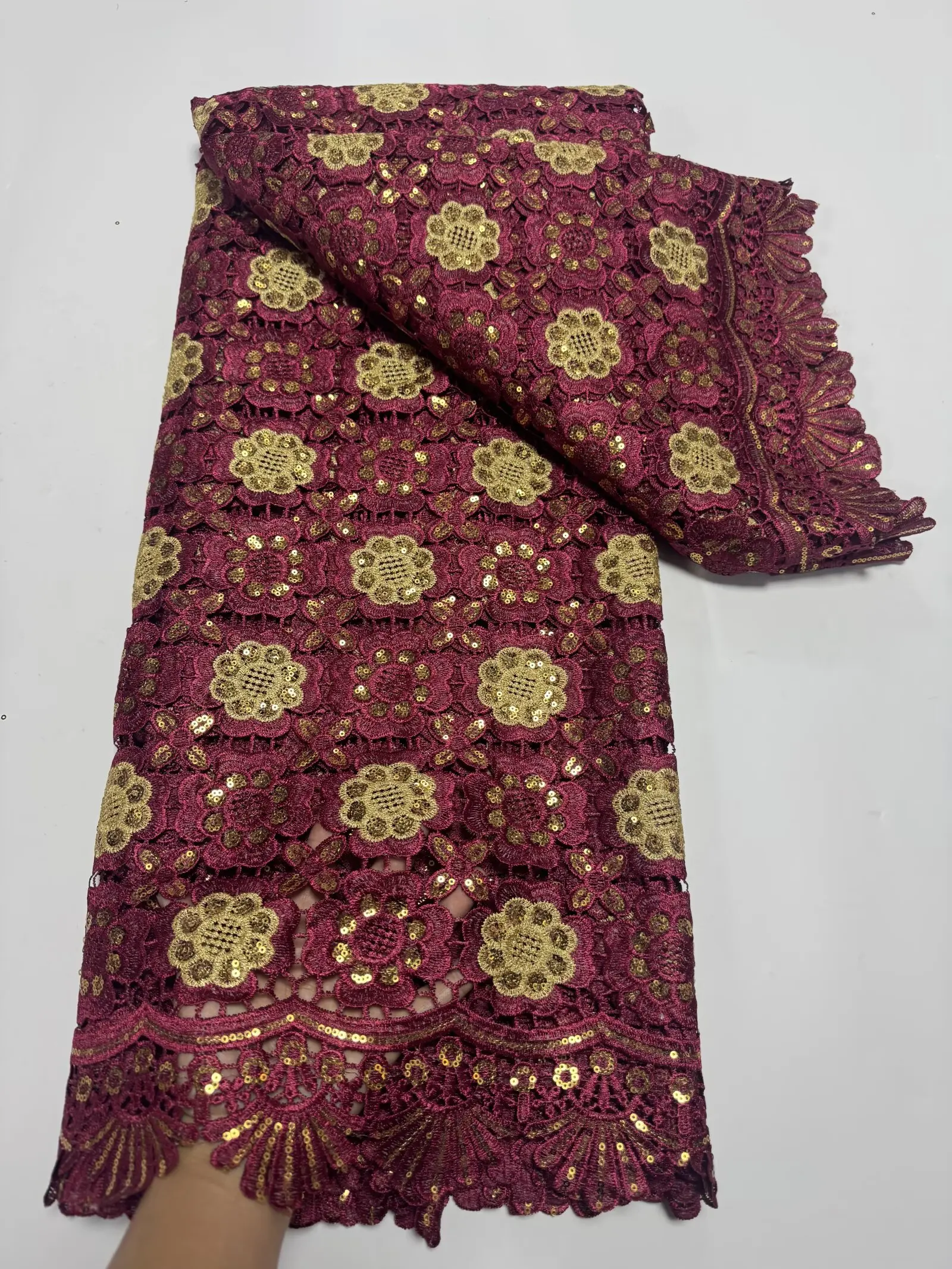 

New African Guipure Cord Lace Fabric 2025 New High Quality Nigerian Water Soluble Lace Fabrics 5 Yards For Wedding Dresses Party