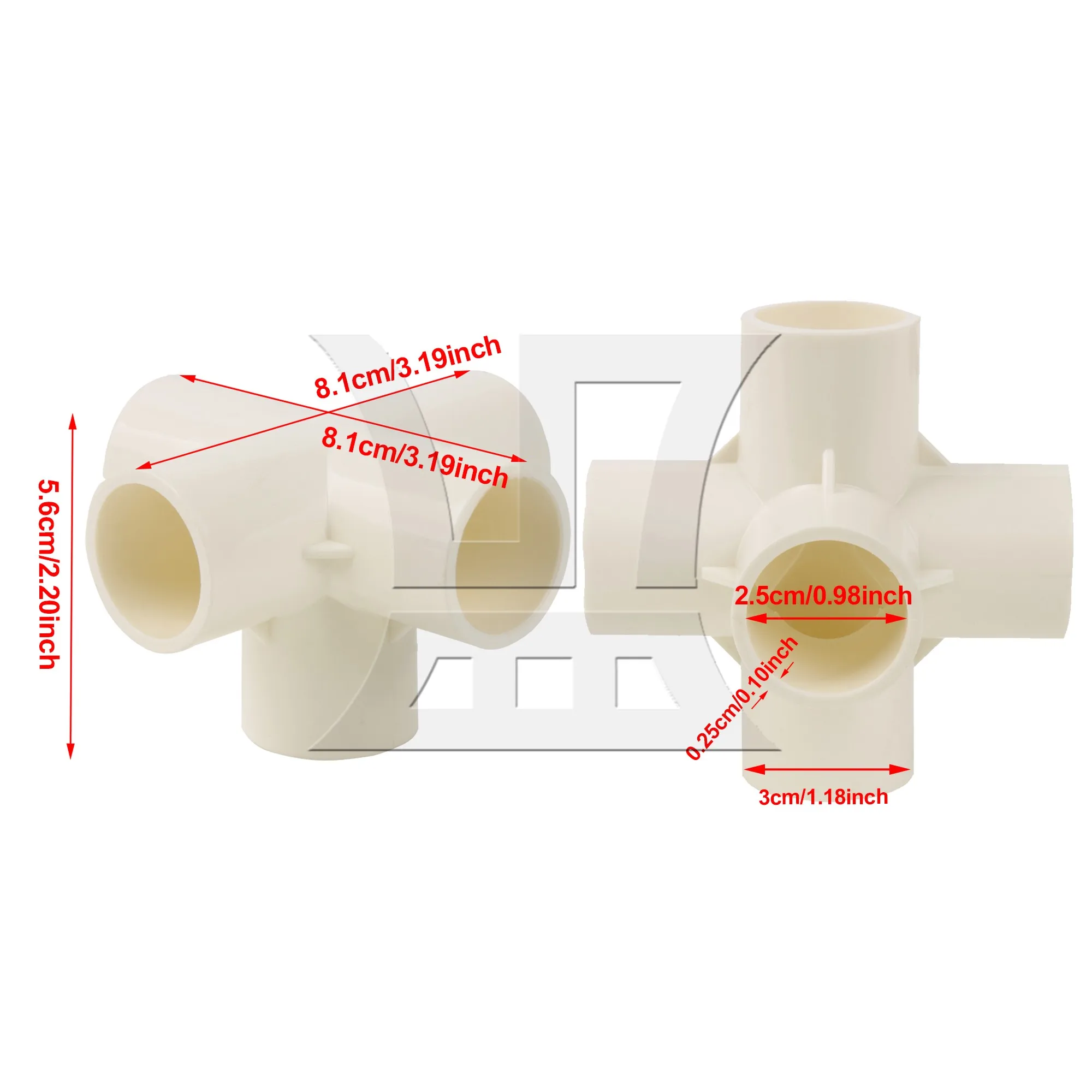 8 Pcs Elbow 5 Way Plastic Fittings 3/4