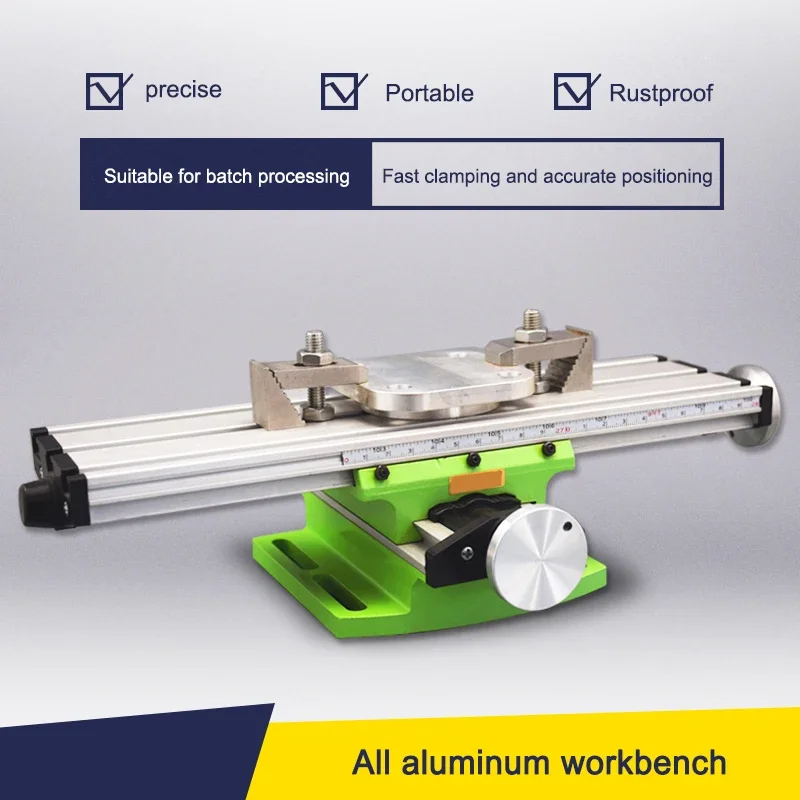 310*90mm Miniatur-Werkbank Multifunktions-Tisch aus Vollaluminium Tischbohrmaschine Fräsmaschine Tischklemme Kreuztisch