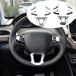 Glossy Trim Wrap Cover Emblem Decal Steering Wheel Sticker for Peugeot 208 2008 2014-2018 Interior Accessories