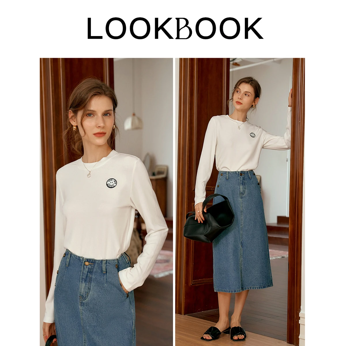 OLrain Woman O-Neck T-Shirts 2025 Autumn Simple Solid Long Sleeve Tops Commute Casual Loose Knitted Pullovers Female O24QT92895