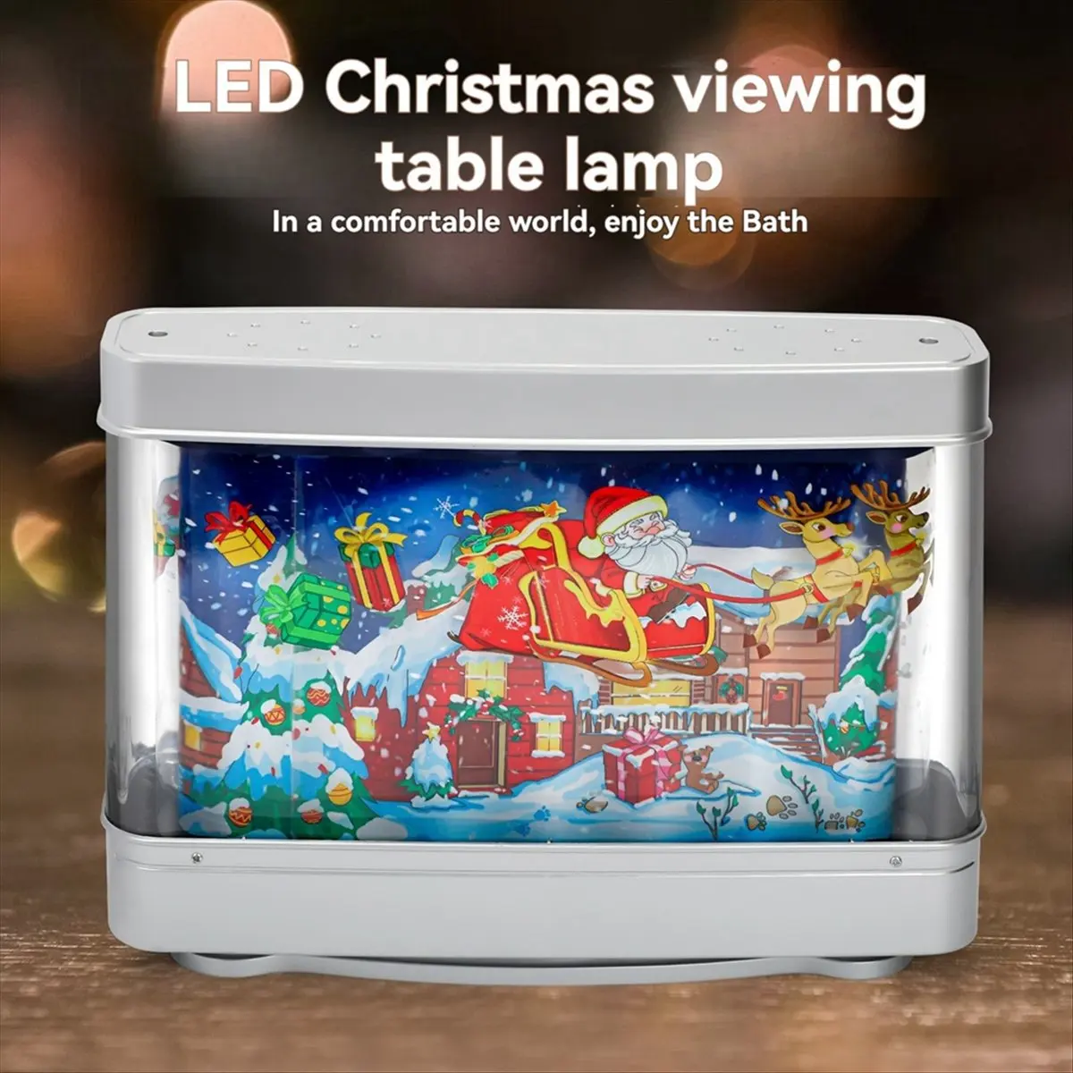 *A14E LED Fish Tank Night Light Aquarium Decor Christmas Theme Decorative Table Lamp for Home, Office, Bedroom UK Plug