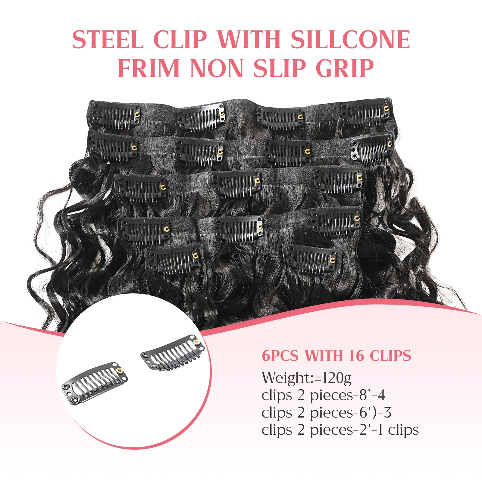 PU Clip Remy Human Hair 100g Natural Hair for Extension - Versatile for Wedding Party Daily High Quality Unprocessed Human Hair