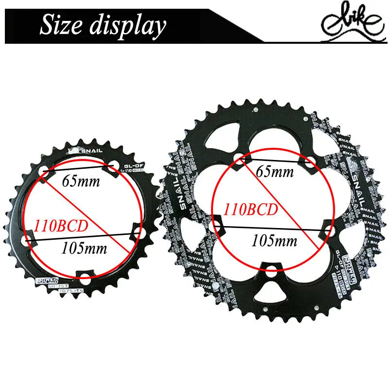 SNAIL 110BCD Chainring 50T/35T Road Bicycle Chainwheel Plate Double Oval Chain Ring 9/10/11S for SRAM FSA Bike Crankset Bolts