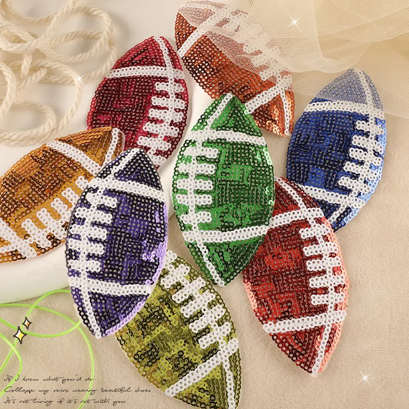 Parche de fútbol de Rugby a precio barato, lentejuelas para planchar, parches de lentejuelas para planchar para ropa