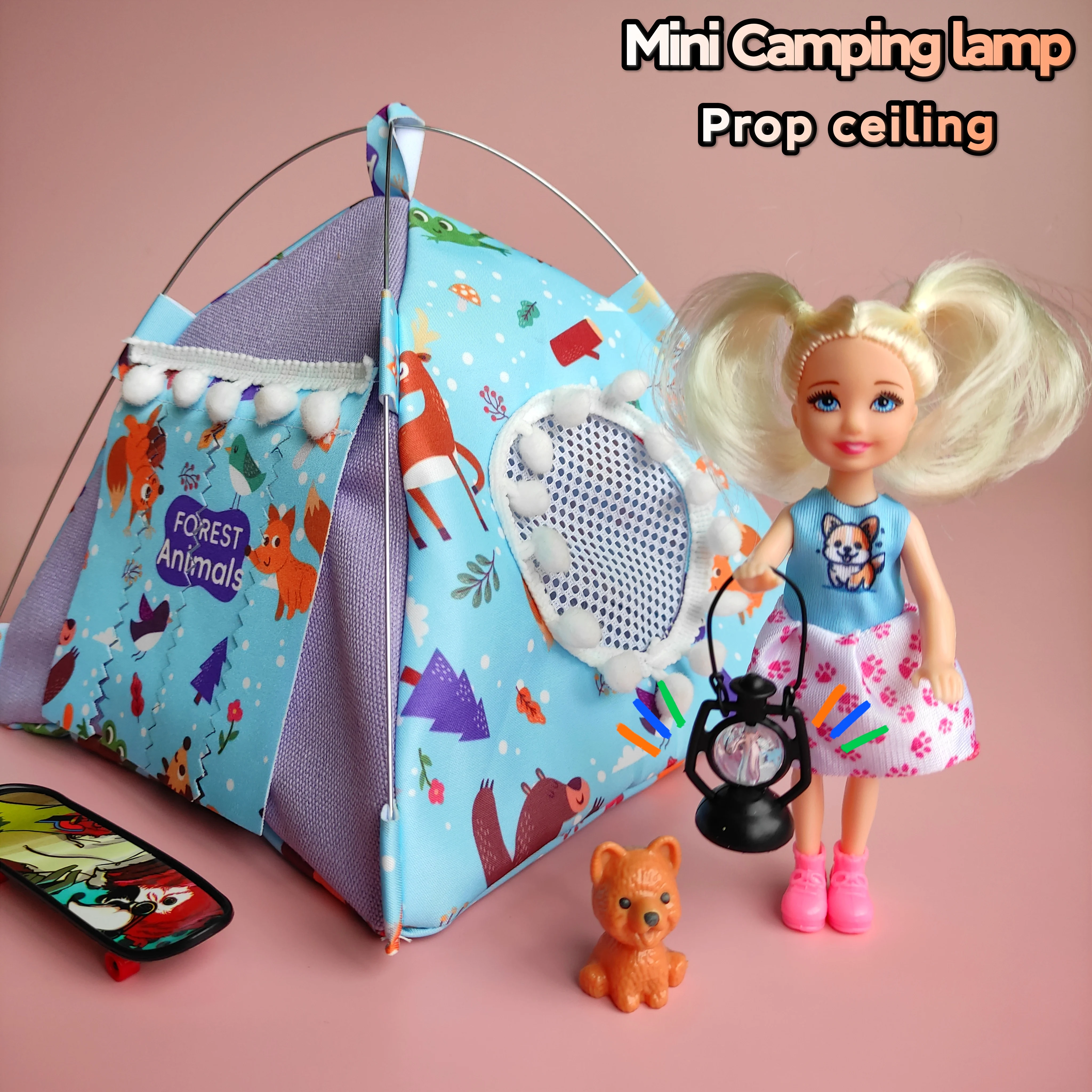 1:12 Dollhouse Simulation 24Pcs Tent Model Micro Doll Furniture Accessories Camping Decoration Toys Scene Children Gift