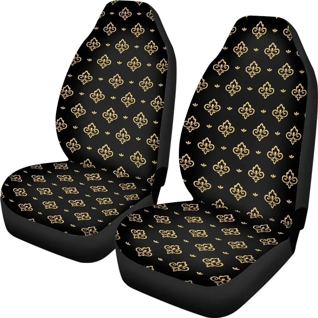 Car Seat Covers for Women Gold Black Floral Baroque Seamless Vector Background Universal Automotive Seat Covers