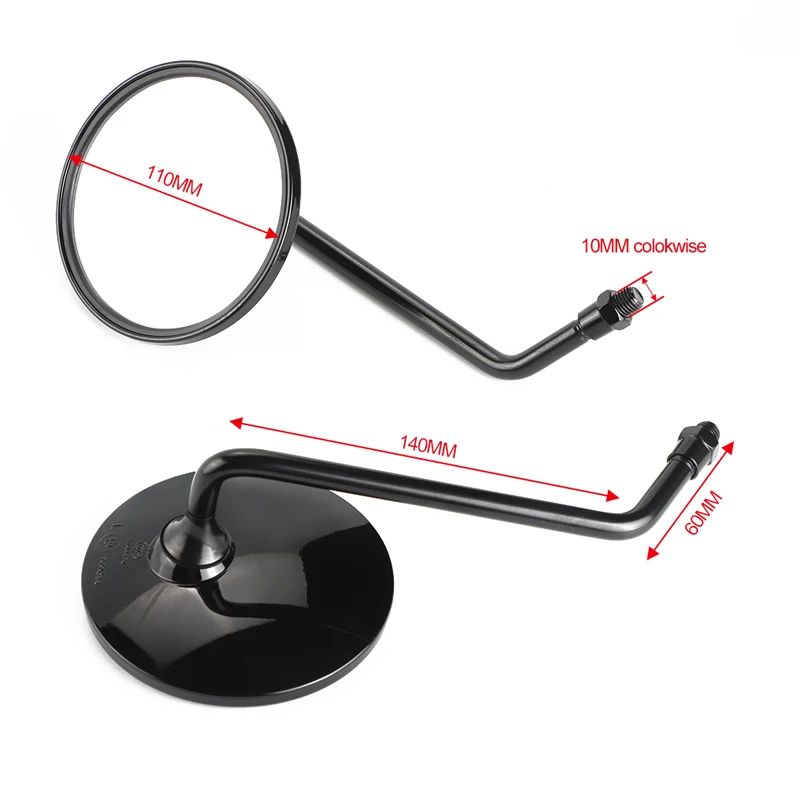 10mm Motorcycle Rearview Mirrors Round Mirror Universal For Cafe Racer Bobber Chopper Scooter ATV Streetbike Motor Accessoires