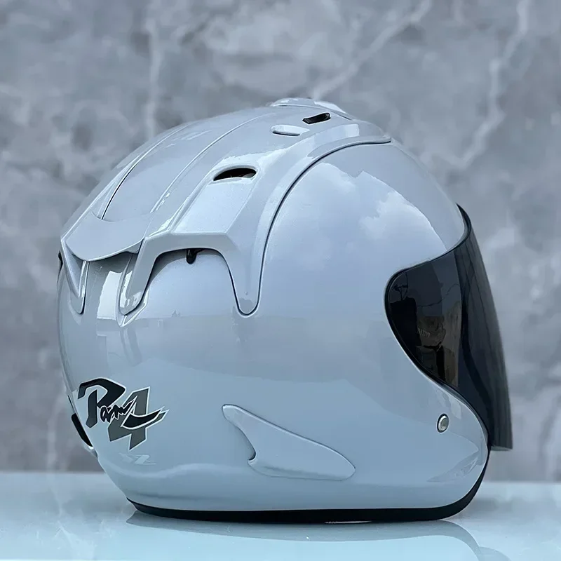 Ram4 Medio Casco gris brillante para hombres y mujeres, Casco de motocicleta todoterreno de verano, Casco cruzado de montaña para carreras de