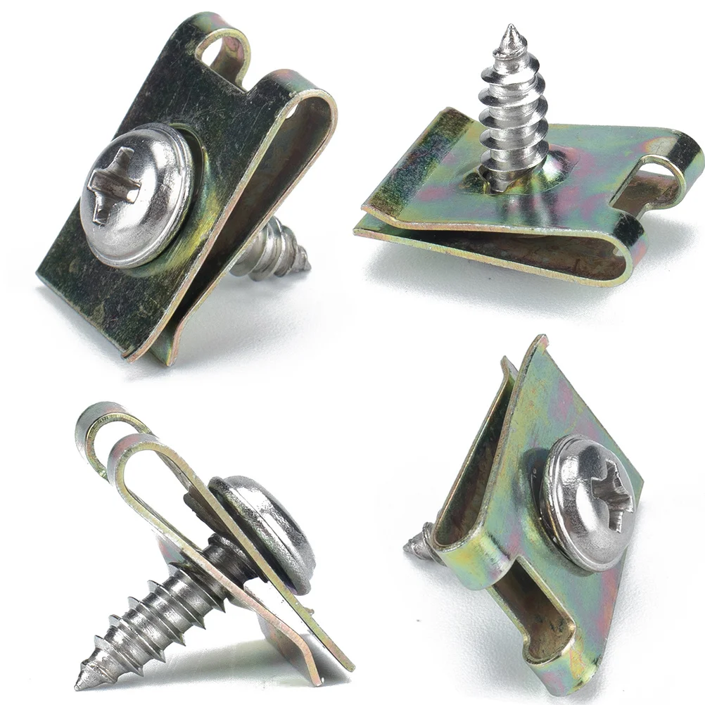 

160Pcs U Nut Fastener Set Manganese Steel Self Tapping Clips Motorcycle Fairing Panel Trim Cable Wire Fixing Hardware