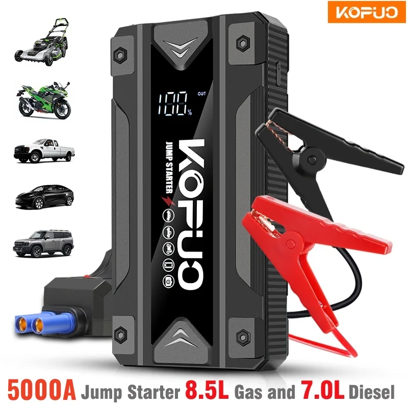 

KOPUO Car Jump Starter 5000A Portable Power Bank 12V Emergency Auto Booster for 8.5L Gas/7.0L Diesel Engines