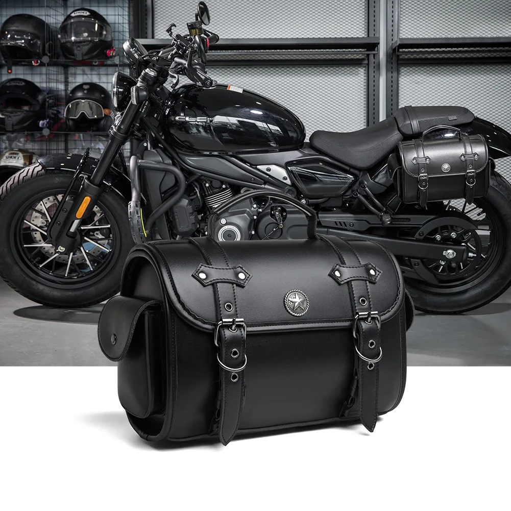 Motorcycle Black Universal SaddleBag Harley Motorcycle Accessories Modified Side Case Bags Waterproof Prince Cruising Side Bags