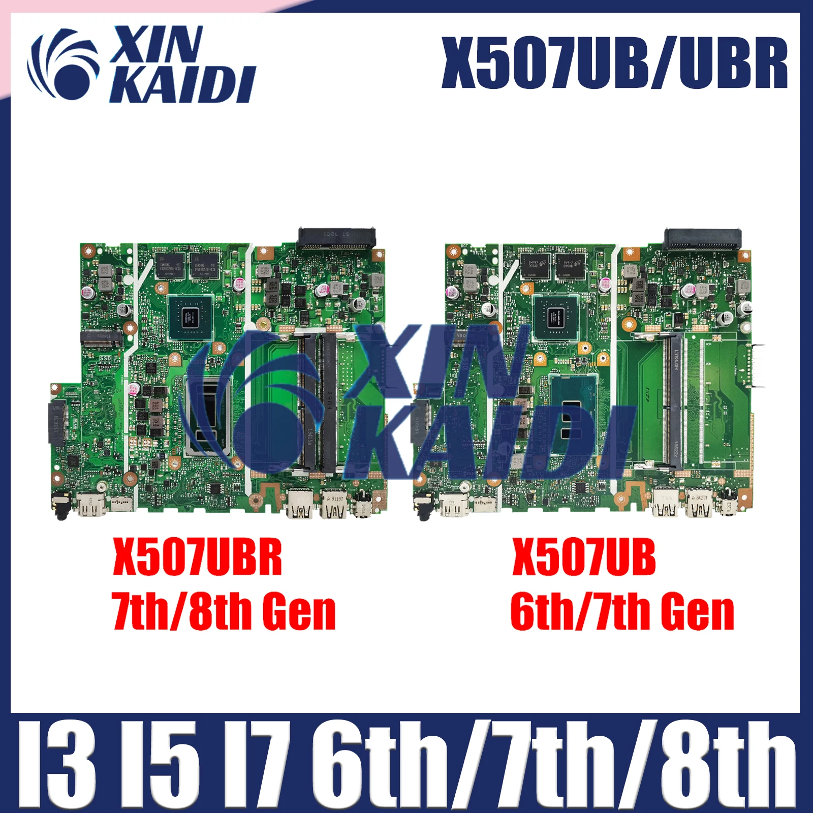 X507UF Notebook Mainboard For Asus X507UBR X507UB X507UFR X507UAR Y5000UB Laptop Motherboard I3 I5 I7 6th/7th/8th Gen CPU