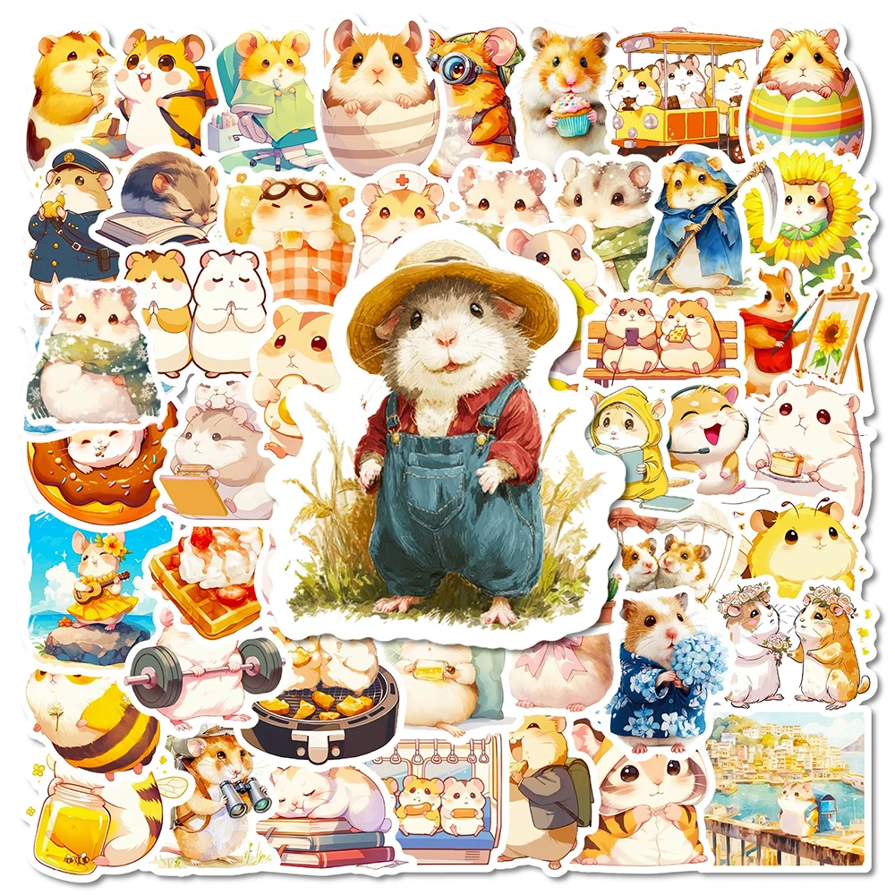 10/30/56 stücke Nette Hamster Tier Cartoon Aufkleber Kawaii Aquarell Graffiti Aufkleber DIY Laptop Telefon Schreibwaren Aufkleber Spielzeug geschenk