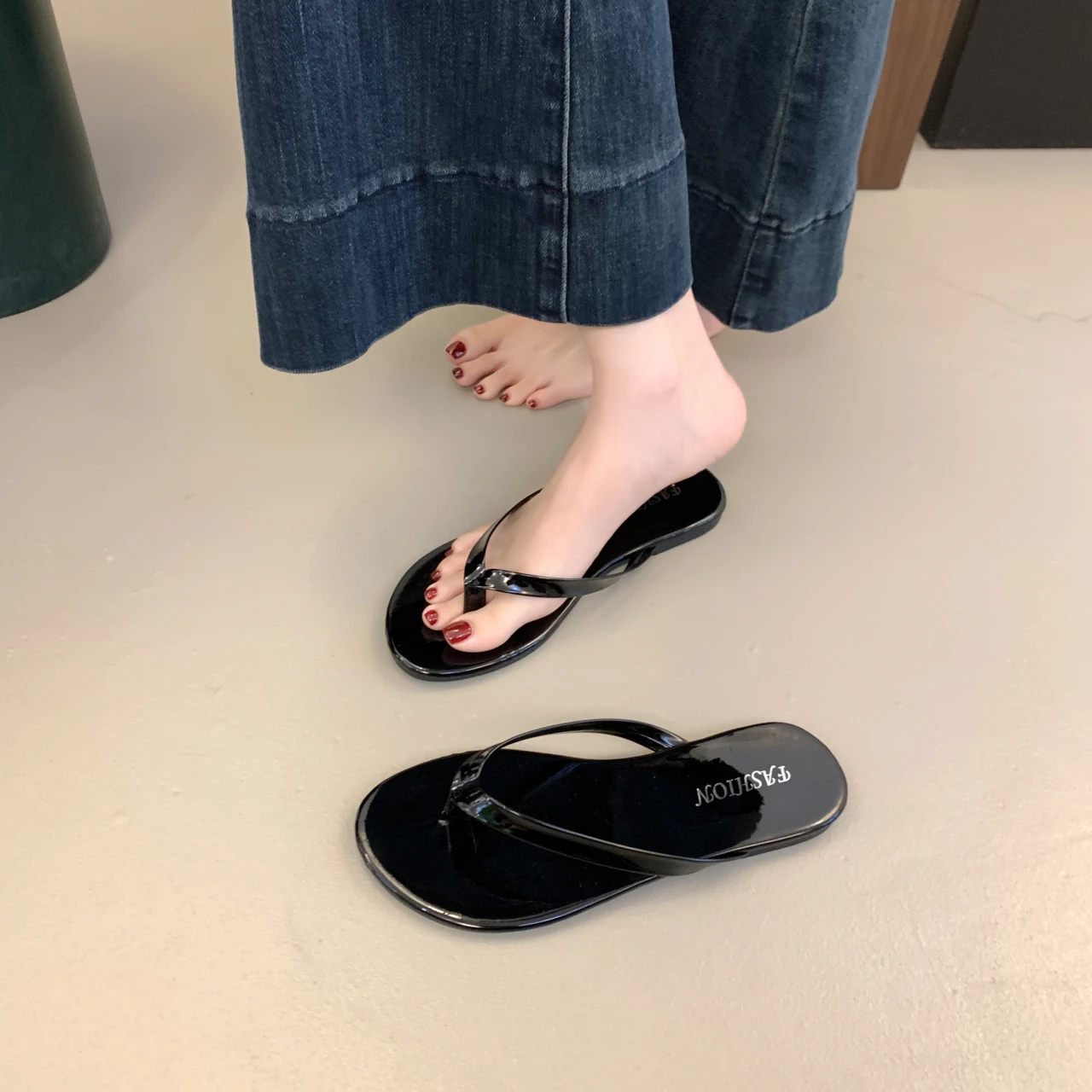 Große Sandalen Damenschuhe Sommer 2025, neue Flip-Flops, äußere Hausschuhe, flache Sandalen – Detail 30