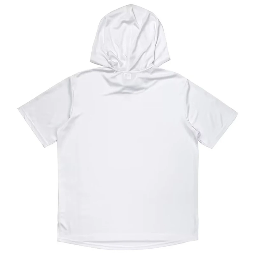 Short Sleeve T-Shirt T-Shirt Slight Stretch Solid Color Streetwear Hooded T-Shirt Loose Male Oversized Polyester