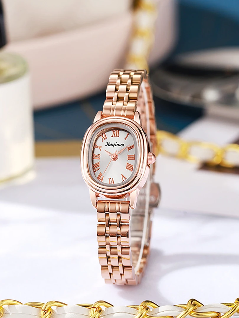 Women Quartz Watch Luxury Oval Square Dial New Reloj Vintage Simple Minimalist Orologio Sliver Rose Gold Clock Ladies Wristwatch