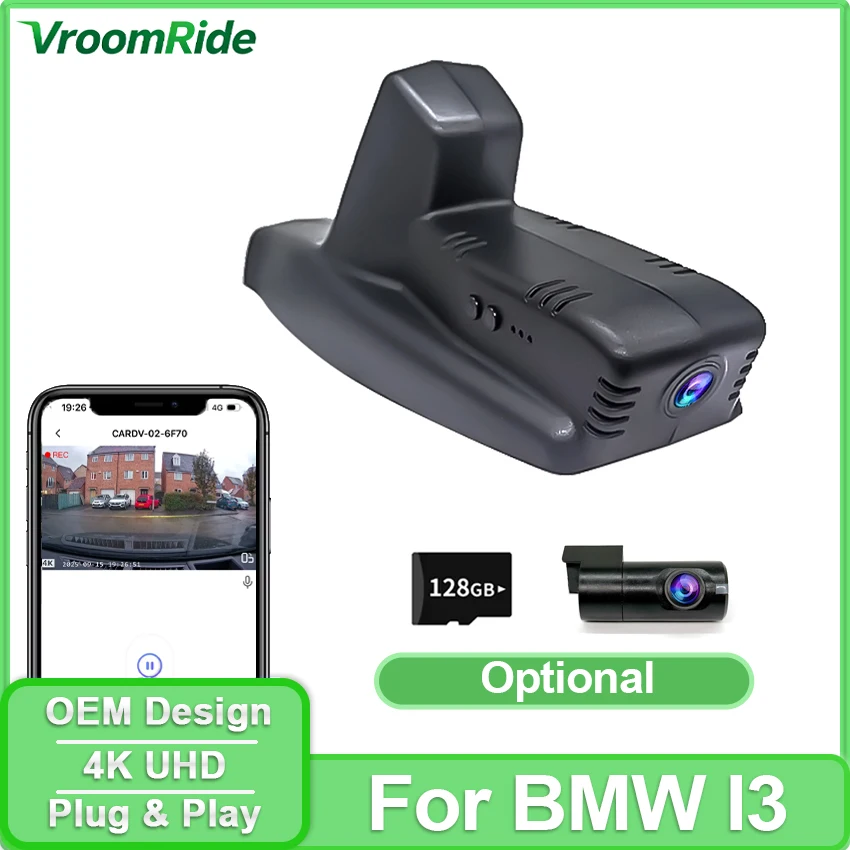 For BMW I3 I01 2013 2014 2015 2016 2017 2018 2019 2020 2021 2022 4K Dash Cam Car DVR WiFi Recorder (Suitable for 26cm size)