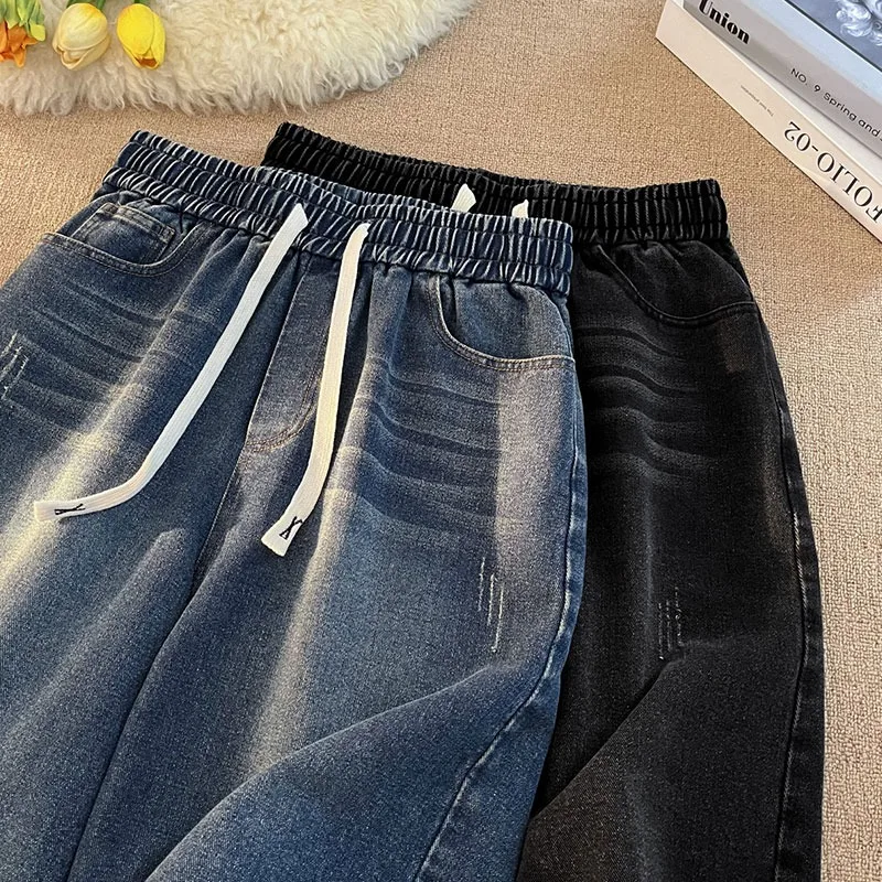 

Mens Shorts Denim Shorts American Casual Washed Stretch Elastic Waist Comfortable Versatile Fashion