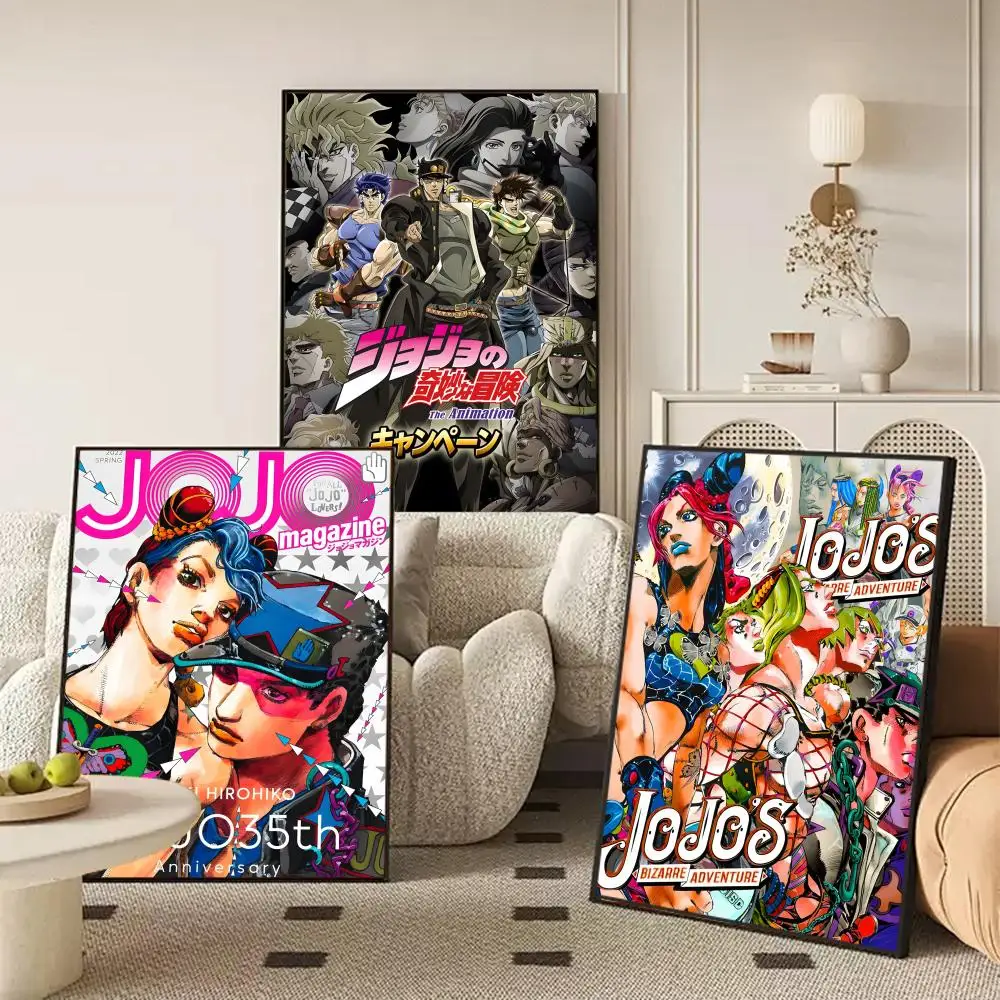 J-JoJo B-Bizarre A-Adventure Poster Waterproof Self-Stick Wall Art Stickers, Removable Wall Decor for Living Room and Bedroom