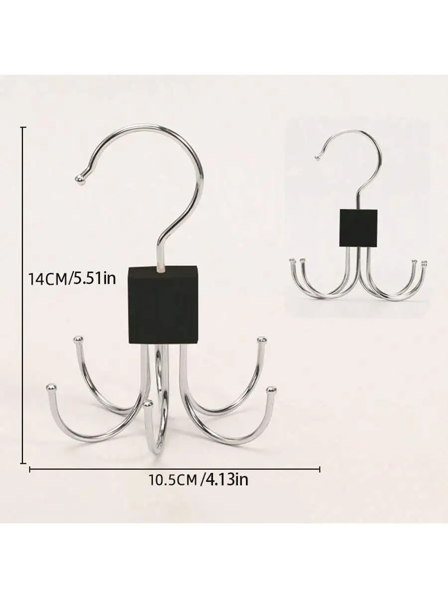 علاقة ملابس متعددة الأغراض، ملابس معدنية قابلة للدوران 360 درجة مع 6 خطافات مخالب، شماعات حزام، شماعات خزانة الملابس، رفوف الأوشحة،