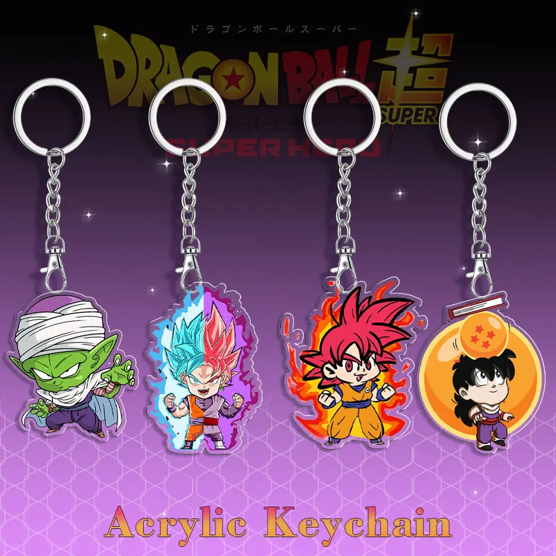 LLavero acrílico de 6CM para llavero Dragon Ball colgante Son Goku Vegeta Beerus Anime colgante de doble capa periférico de juego móvil
