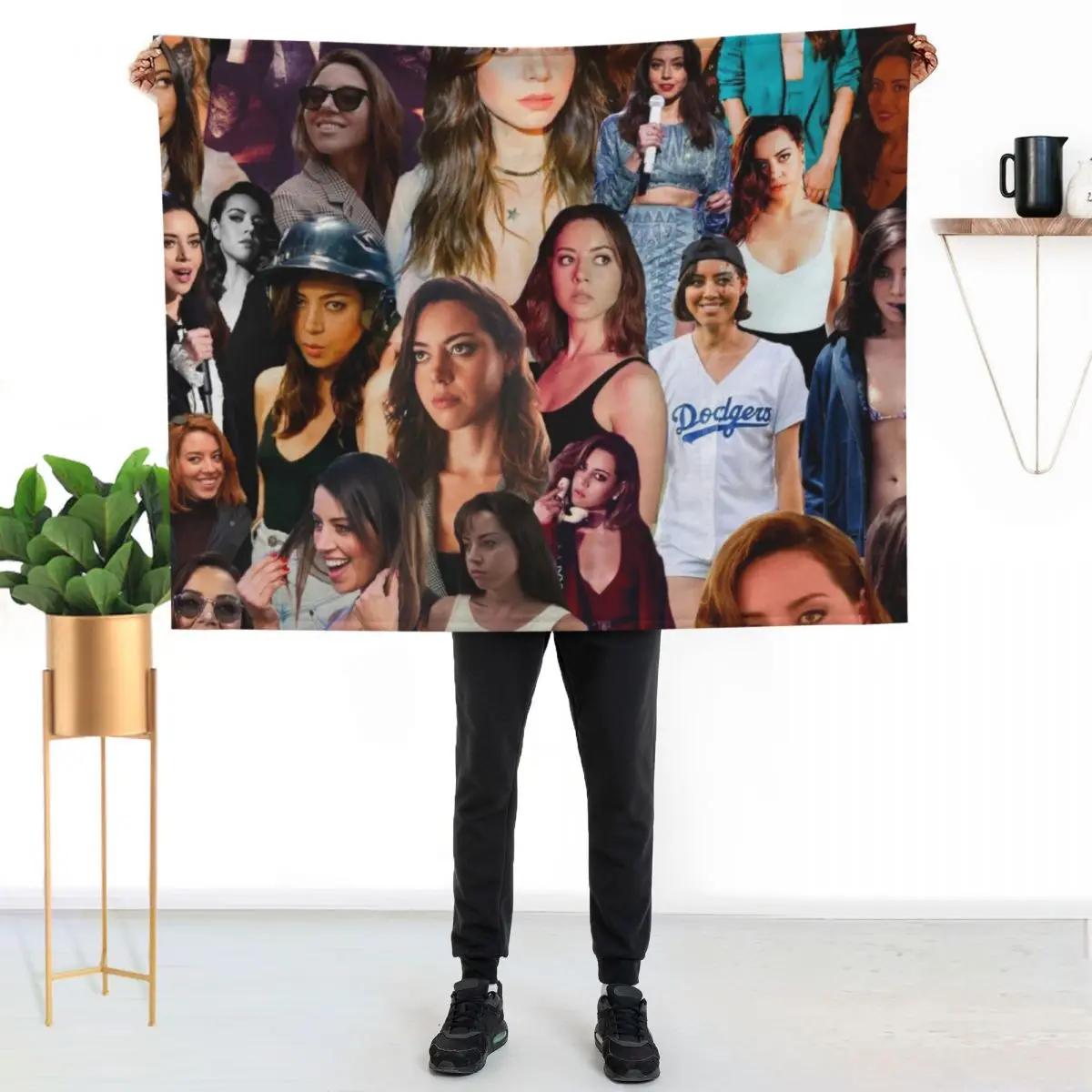 

Aubrey Plaza collage Throw Blanket Portable Lightweight Blanket for Travel Camping