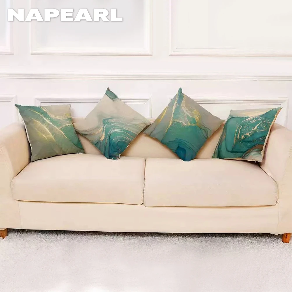 NAPEARL Green Print Cushion Cover Sofa Decorative Cushion Cover Car Bay Window Home Decor 45x45cm 1PC