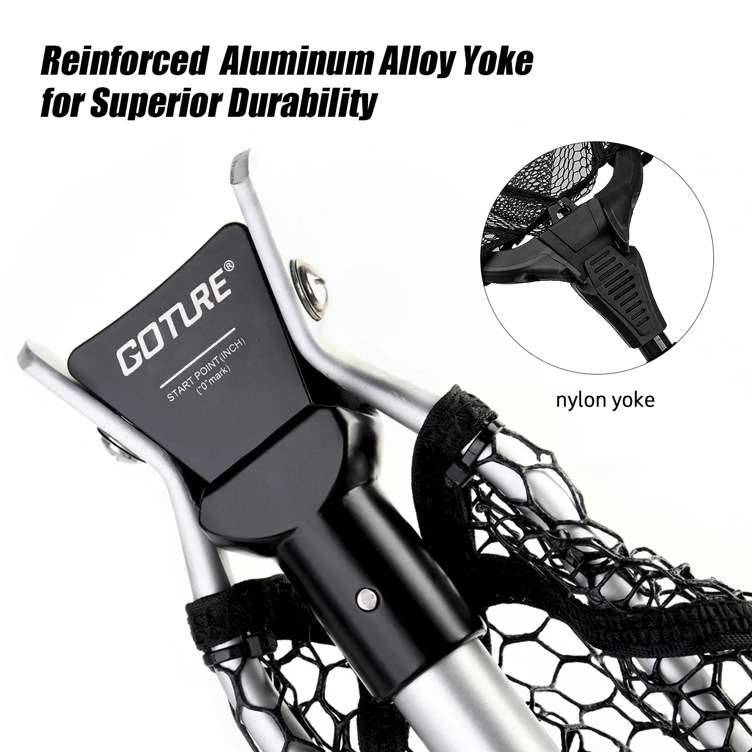 Goture Aluminum Alloy Landing Net Folding Fishing Pole Extending Fly Carp Course Sea Mesh Foldable Fishing Net for Fly Fishing