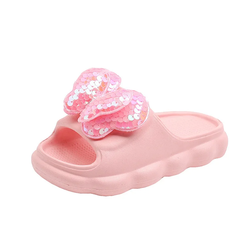 

New Children Girl's Sandals with Bow Non Slip Soft Sole Fashion Princess Beach Flip Flops for Toddler Little Big Kids
