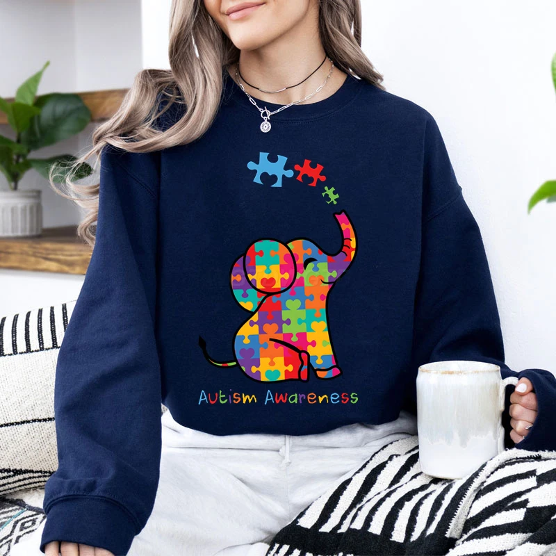 Women Men Sweatshirt Autism Print Sweatshirts Pullover Sweatshirt Hip Hop Streetwear Harajuku Sportwear Tops Sudaderas Hombre