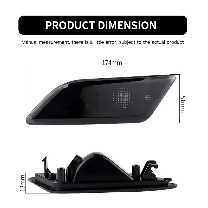 1Pair For Mercedes Benz W204 C180 C200 C250 C300 C350 Front Bumper Reflector Side Marker Black shell OEM#:2128200021 2128200121