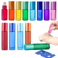 10Pcs 5ml/10ml Portable Frosted Glass Essential Oil Roller Bottles W/ Opener Funnels MIni Travel Vials For Aromatherapy Perfume