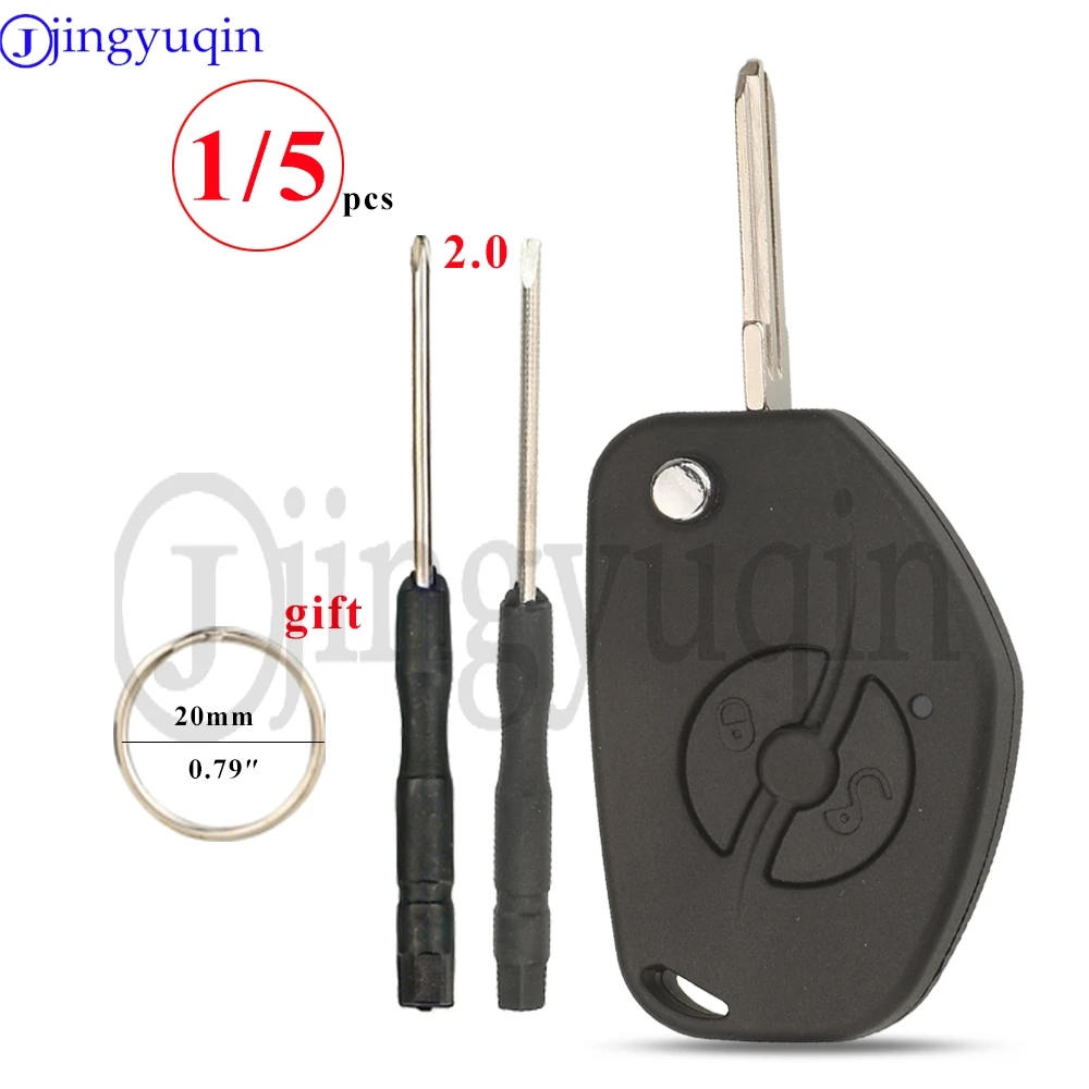 

jingyuqin 1/5pcs 2 Buttons Flip Car Key Shell For Lada Niva Grante Vesta Folding Remote Auto Key Housing Replacement with parts