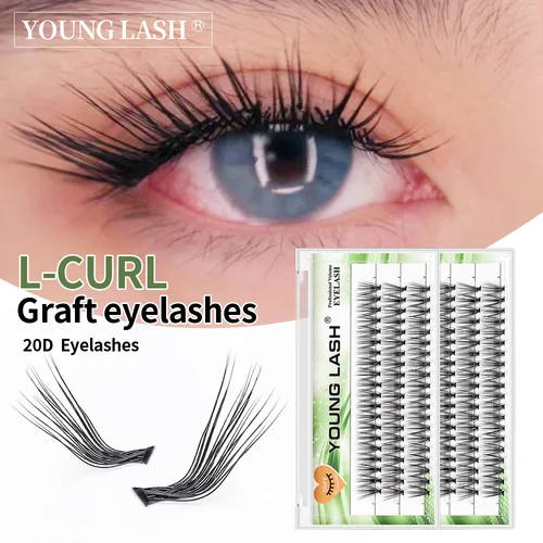 Extensiones de pestañas YOUNG LASH 20D L Curl Cluster, pestañas individuales suaves naturales, herramientas de maquillaje, Cilias, volumen, ventiladores prefabricados