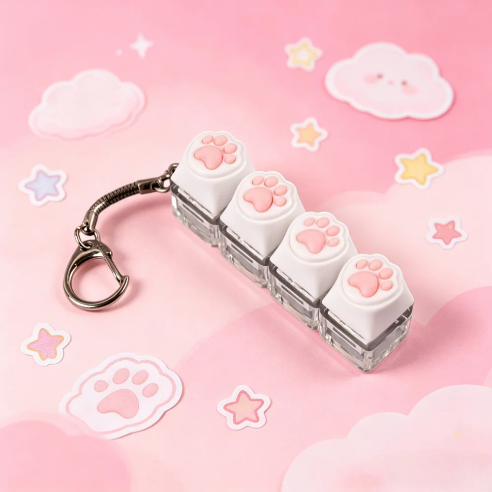 Silicone Soft Cat Claws Keychain Key Ring Pendant Mobile Phone Backpack Pendant Desktop Accessories Decompression Press Tools