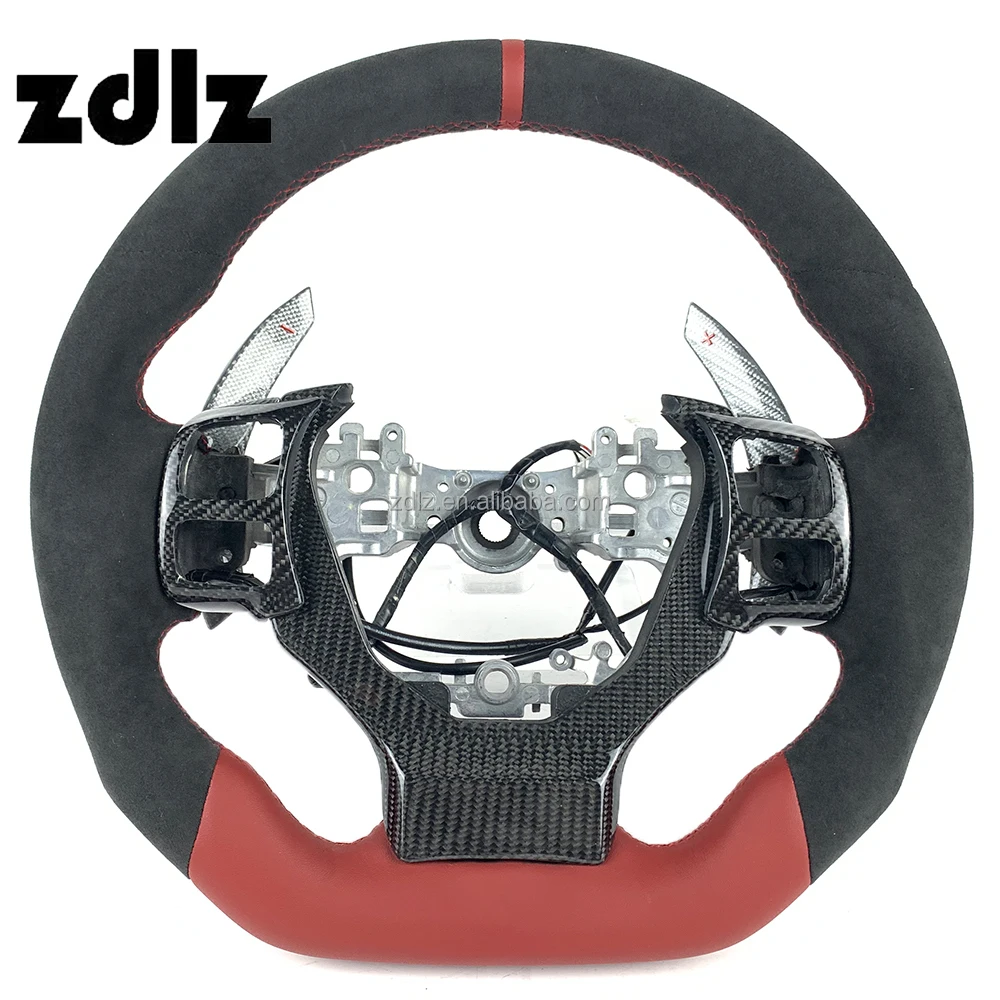 

Custom Alcantara Leather Carbon Fiber Steering Wheel with Shift Paddles For Lexuss IS IS350 IS300 RX300 NX ISF ES200 lx570