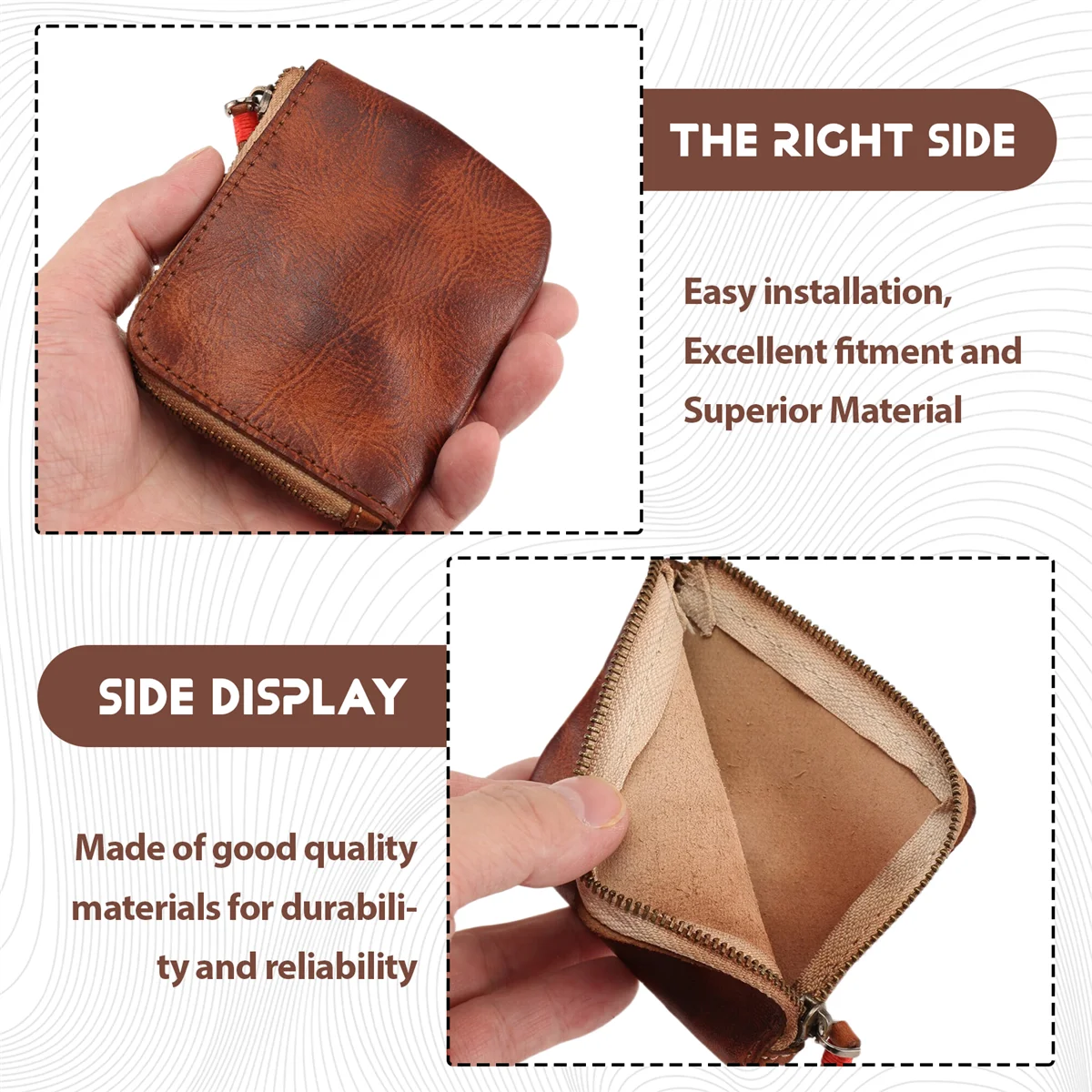 ABQR Leather Coin Purse,for Women&Men Vintage Handmade Wallet,Mini Card Holder Bag,Zipper Purses
