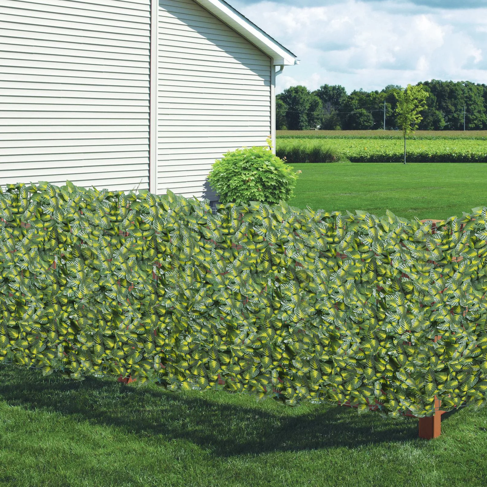 1m×3m Stretchable Privacy Fence Long Screen Expandable Artificial Faux Ivy Leaf Plants