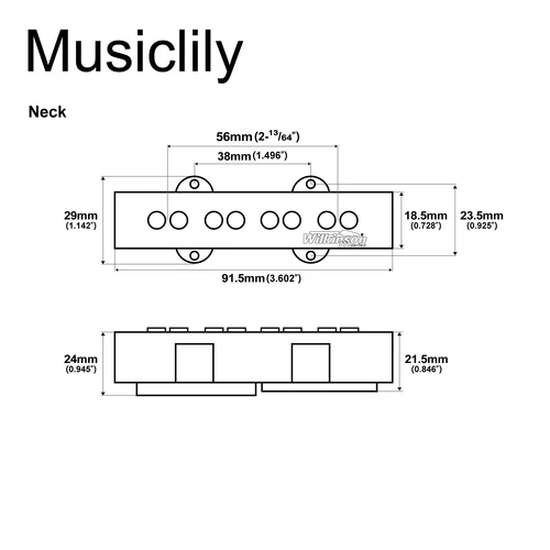 Imagen 2 del producto Wilkinson M Series Pastilla de bajo de jazz tradicional de cerámica Gauss variable para bajo eléctrico estilo JB, negro