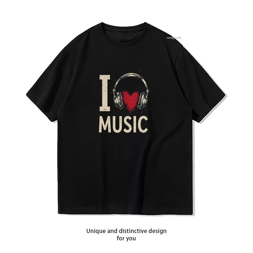 

Heartbeat Music T-Shirt Casual cotton graphic t shirts Creative streetwear Classic O-neck shirt