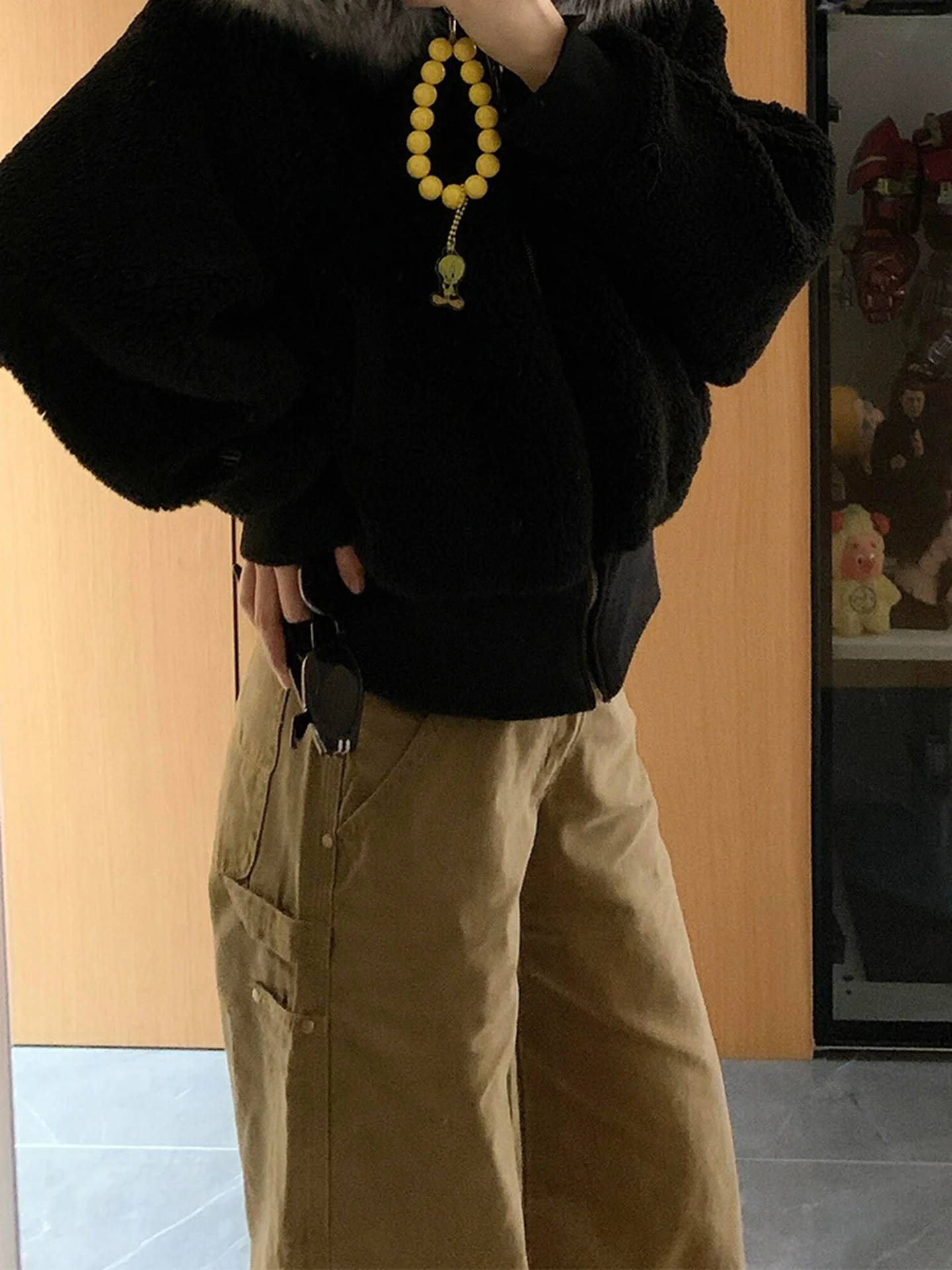 กางเกงยีนส์ทรงตรงเอวสูงขากว้างสไตล์อเมริกัน สำหรับผู้หญิง ฤดูใบไม้ร่วง ฤดูหนาว รุ่นใหม่ ไซส์ใหญ่ แฟชั่นย้อนยุค กางเกงยีนส์เดนิม